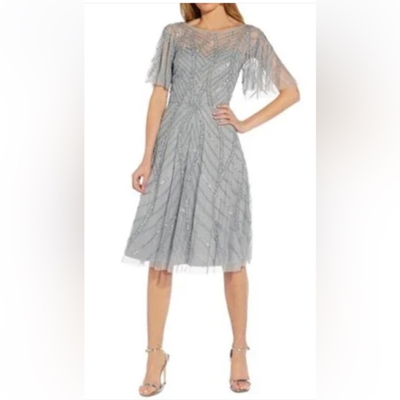 NWT Adrianna Papell size 4 beaded dress midi dress - Picture 1 of 5